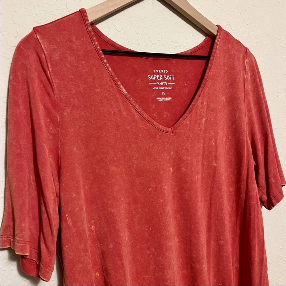COPY - NWOT Torrid Distressed Red Knit Tunic, Size 0/L!